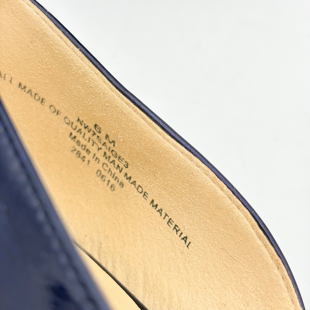 Nine West Saige Navy Blue Patent d'Orsay Pointed Toe Flats Size 6 Office Preppy - Picture 7 of 9
